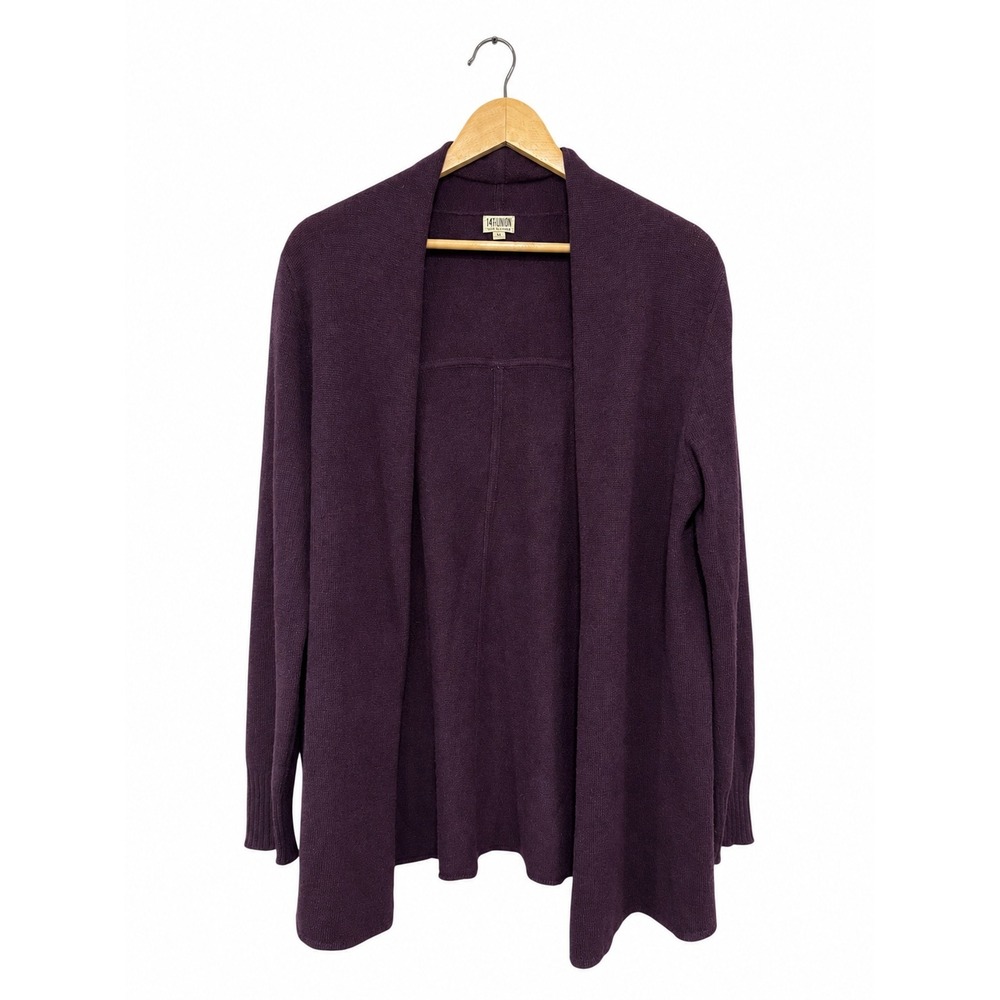 14th & Union Womens XL 100% Cashmere Open Front Cardigan Plum Purple BP1848